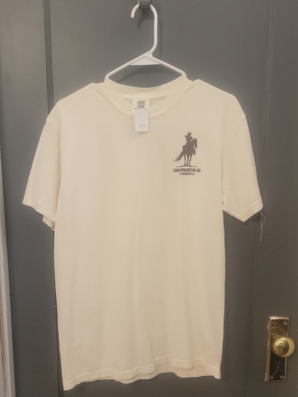 Comfort Colors Cream Short Sleeve Tee with Coastal Cowboy Chicoteague Va